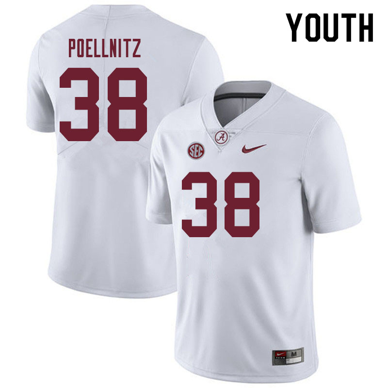 Youth #38 Eric Poellnitz Alabama Crimson Tide College Football Jerseys Sale-White